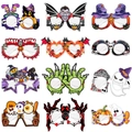 12er-Set Halloween Partybrillen aus Papier mit Kürbis- Geist- und Fledermausmotiven - 12 Stile / Halloween Foto Brillen