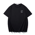 Los heren T-shirt in zwart katoen met minimalistische letter B borduring en rood label accent - XL / Zwart