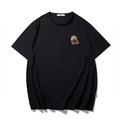 Loose fit cotton black t-shirt with golden dragon embroidery in Chinese style design - XL / Black