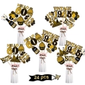 Set di 24 decorazioni per vasi 60esimo compleanno in nero e oro con scritte Vintage - 60° Compleanno