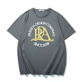 Graues lockeres Baumwoll-T-Shirt mit Vintage-Buchstabendruck in Flat-Lay-Ansicht - XL / Dunkelgrün