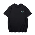 Übergröße Herren T-Shirt in Schwarz aus Baumwolle mit Stickerei und Rundhalsausschnitt - XL / Schwarzer Geflügelter S-Stil (T7259)
