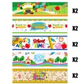 Set mit 5 Wasserflaschen-Etiketten zum Schulanfang mit Schulbus- und Schreibwarendesign - Schulanfang Thema Set