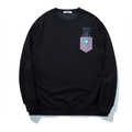 Sweatshirt oversize noir pour homme avec poche violette et imprimé lapin de dessin animé - 3XL / Noir