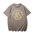Khaki Oversize-Baumwoll-T-Shirt mit Vintage-Logo-Druck in Weiß und Gelb für Herren - XL / Hellkaffee