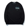 Übergroßes schwarzes Sweatshirt für Herren mit blauem Globus-Print und Rundhalsausschnitt - 3XL / Schwarz