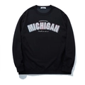 Sudadera de hombre negra oversize con estampado Michigan y cuello redondo acanalado - 3XL / Negro