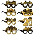 Set di 8 occhiali in carta neri e oro per accessori foto del 21esimo compleanno - Occhiali Foto/8 pezzi / Occhiali 21esimo Compleanno