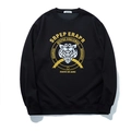 Sudadera negra oversize para hombre con estampado de tigre dorado y letras - 3XL / Negro