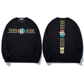 Felpa oversize nera con stampa di lettere gotiche gialle e strisce bianche a contrasto - 3XL / Nero