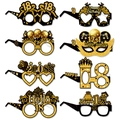 Set of 8 gold and black 18th birthday party paper glasses with glittery 18 and 2008 designs - 18th Birthday Glasses / Set of 8