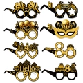 8-piece black and gold 80th birthday paper glasses set for party photo props - 80th Birthday Glasses / Set of 8