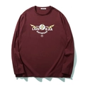 Burgundy long sleeve t-shirt with letter print and lightning bolt design in relaxed fit - XL / Brown Red