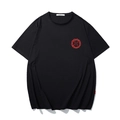 Herren T-Shirt in Schwarz mit runden roten Stickereien und lockerem Oversize-Schnitt - XL / Schwarzer Roter Totem-Stil (T7261)