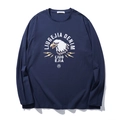 Men's navy blue long sleeve t-shirt with eagle head print and letter graphics - XL / Tops / Navy Blue