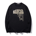 Men's loose black long sleeve T-shirt with vintage letter print in street style - XL / Black