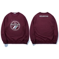 Sweat bordeaux oversize pour hommes avec imprimé montagne vintage et poignets côtelés - 3XL / Bordeaux