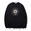 Camiseta negra de manga larga para hombre con estampado geométrico y cuello redondo - XL / Negro