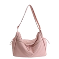 Pink lightweight nylon tote bag with adjustable shoulder strap and zip pockets - Light Pink