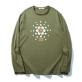 Camiseta de manga larga verde oliva con estampado de logo geométrico y cuello - XL / Verde Militar
