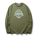 Locker geschnittenes Herren Langarmshirt in Armeegrün mit modischem weißem Buchstabendruck - XL / Armeegrün