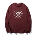 Camiseta de manga larga para hombre en rojo oscuro con cuello redondo y estampado - XL / Rojo Marrón
