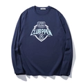 Dunkelblaues Langarmshirt für Herren mit geometrischem Logo-Druck und Rundhalsausschnitt - XL / Marineblau