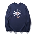Camiseta de manga larga para hombre en azul marino con estampado geométrico y letras - XL / Azul Marino