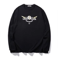 Black long sleeve t-shirt with yellow lightning print and trendy lettering for men - XL / Black