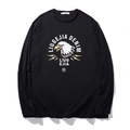 Men's loose black long sleeve t-shirt featuring eagle print and crew neck design - XL / Tops / Black