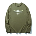 Men's olive green oversized long sleeve t-shirt with letter and lightning graphic print - XL / Army Green