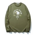 Olive green long sleeve T-shirt with eagle print and LIUGEJIA DENIM lettering - XL / Tops / Army Green