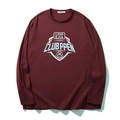 Übergröße Herren Langarmshirt in Burgunderrot mit weißem Grafikdruck-Logo - XL / Braunrot