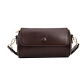 Borsa a cilindro marrone scuro vintage con tracolla larga e dettagli dorati - Marrone