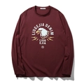 Men's loose long sleeve t-shirt in burgundy with eagle graphic and round neck - XL / Tops / Brown Red