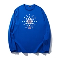 Royal blue long-sleeved T-shirt with floral graphic print and loose fit casual design - Royal Blue