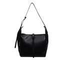Bolso tote negro mate minimalista con correa ajustable y detalle de hebilla plateada - Negro