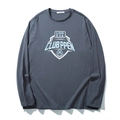 Greyish blue long-sleeve t-shirt with letter print and crew neck for men - Grey Blue