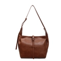 Bolso tote chic en cuero PU marrón con hebilla metálica decorativa y correa de hombro ancha - Marrón