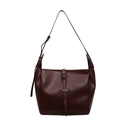 Bolso tote marrón retro con correa ajustable para el hombro y detalle de hebilla de metal - café