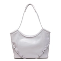 Vintage Lavendel glänzende Kunstleder Tote Bag mit silbernen Schnallen für Damen - Lila
