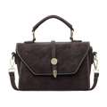Chic dark chocolate brown crossbody bag with matte finish and contrast stitching details - Brown