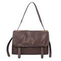 Bolso mensajero vintage de cuero marrón oscuro con solapa y correa ajustable - Marrón Cacao