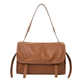 Bolso bandolera vintage marrón de cuero de curtido vegetal con herrajes dorados - Marrón Canela