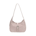 Minimalist light pink hobo shoulder bag with matte finish and silver metal buckles - Pink