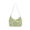 Minimalist light green hobo shoulder bag with silver buckle and half-moon design - Green