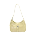 Minimalist light yellow underarm bag with silver hardware and curved silhouette - Yellow