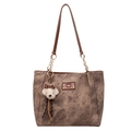 Borsa tote in ecopelle marrone con orsetti a rilievo e portachiavi a orsetto - Con Ciondolo / Marrone
