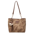 Borsa tote retrò marrone scuro con orsetti a rilievo, catena dorata e ciondolo orsetto - Con Ciondolo / Marrone