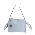 Light blue baguette bag with pleated texture, metal twist lock and adjustable strap - Blue